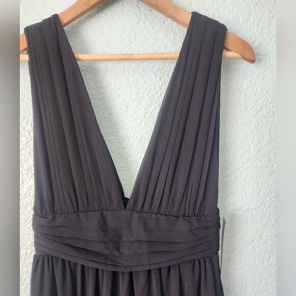 Lulu's Black Sleeveless V-Neck Sundress Front Slit New With Tags - Picture 3 of 11